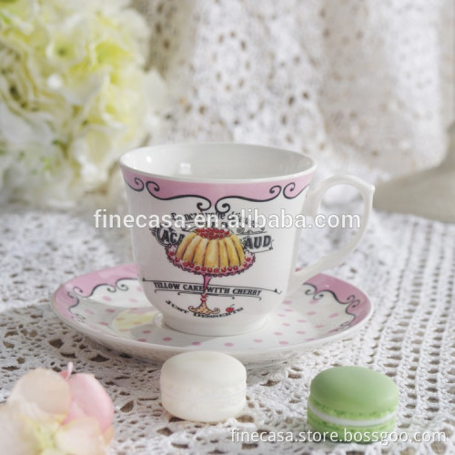 250CC Elegant New Bone China Coffee Ceramic Cups of Sweet Cake